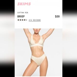 SKIMS NWT Size: Small Shade: Bone Style: Cotton Rib Brief